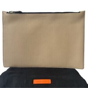 Maison Takuya Beige Large WX Envelope Clutch German Grained Leather
